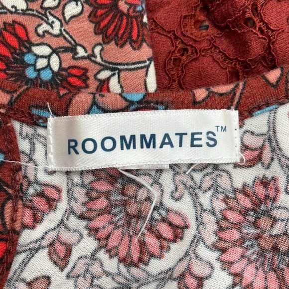 Roommates Boho Flowy Mixed Floral Print Lace Ruffle Bell Sleeve Tops - Picture 16 of 16